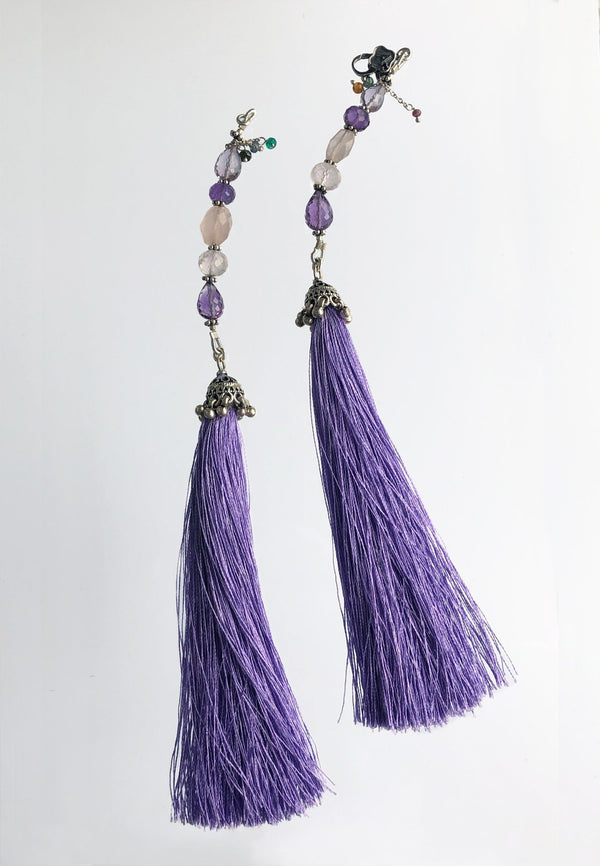 Lilac Tassel - Adelina1001, silver, tassel, natural stones, oriental tale, Eastern night, clasp, smart jewelry, moduar system, High product quality, серебро, пряжка, застежка, кисточка, восточные мотивы, восток, ультрамариновый цвет, синий цвет, украшения, умные украшения, стильный, ювелирные украшения, стиль Бохо, мода,. lilac color,