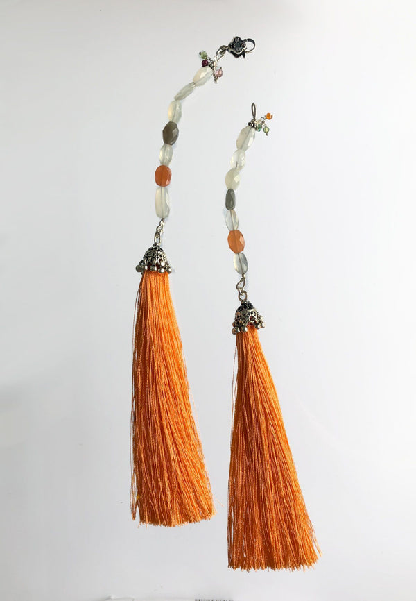 Orange Tassel - Adelina1001, silver, tassel, natural stones, oriental tale, Eastern night, clasp, smart jewelry, moduar system, High product quality, серебро, пряжка, застежка, кисточка, восточные мотивы, восток, ультрамариновый цвет, синий цвет, украшения, умные украшения, стильный, ювелирные украшения, стиль Бохо, мода,, smart jewelry, orange stones, natural stones, gemstones