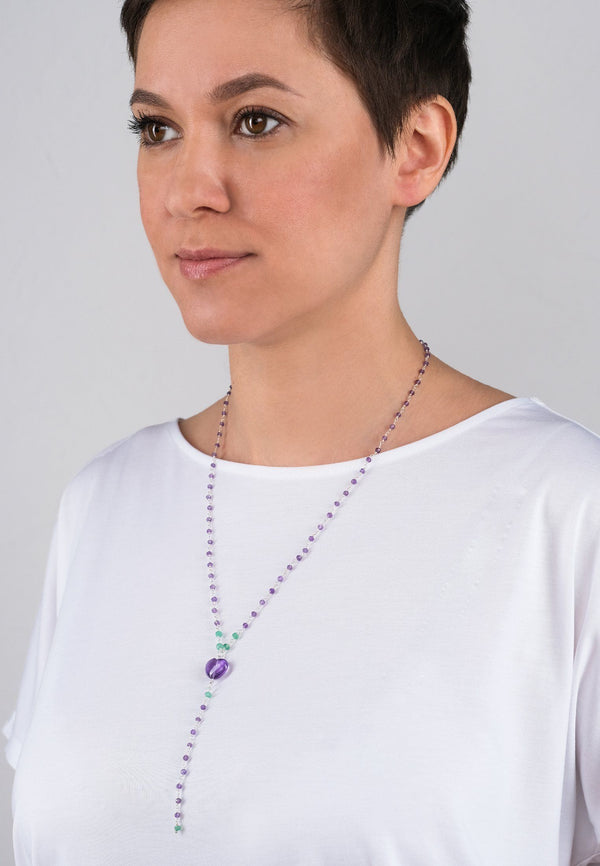 Lavender Heart Chain - Adelina1001, серебро,  цепь, натуральные камни, silver, natural stones, chain