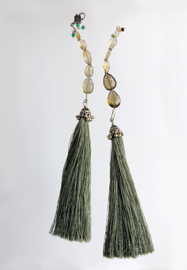 Light Green Tassel - Adelina1001, silver, tassel, natural stones, oriental tale, Eastern night, clasp, smart jewelry, moduar system, High product quality, серебро, пряжка, застежка, кисточка, восточные мотивы, восток, ультрамариновый цвет, синий цвет, украшения, умные украшения, стильный, ювелирные украшения, стиль Бохо, мода, светло-зеленые камни,  цветные  камни